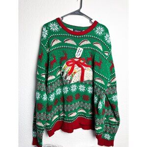 33 Degrees Santa Tacos Taco Christmas Sweater Xmas Green Mens XXL